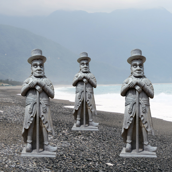 Stone beach statues