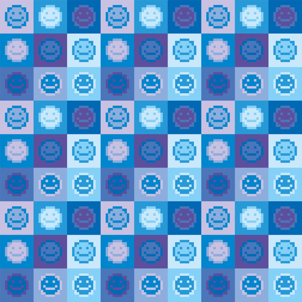 Smiley emoji pixel pattern