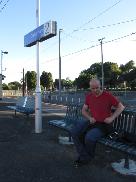 A man at a train station