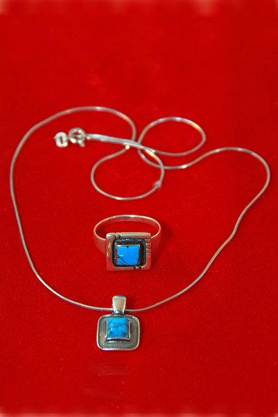 Turquoise and silver  jeweller