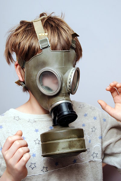 Boy in the soviet gas mask  5