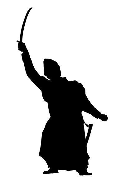 Silhouette of man with sable