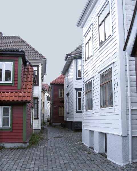 lane with norwegian wood house
