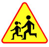 Warning sign: kids on road