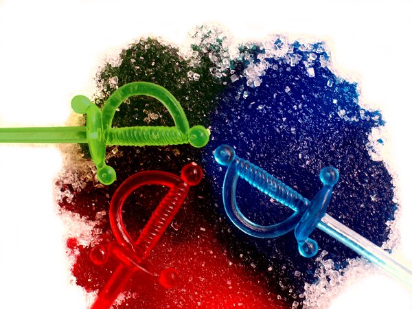 RGB - dyed sugar and swords