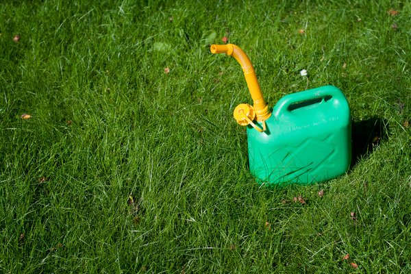 Petrol can in the grass