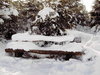 snowy bench