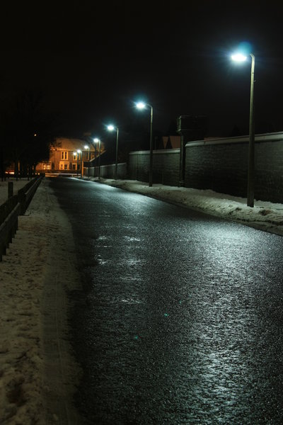 Winter street at night