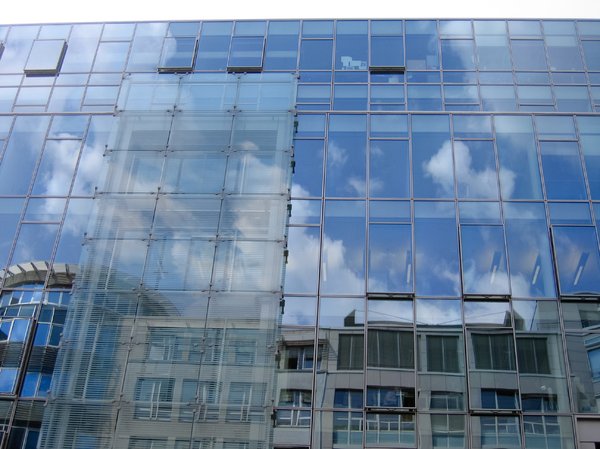 glass facade reflections
