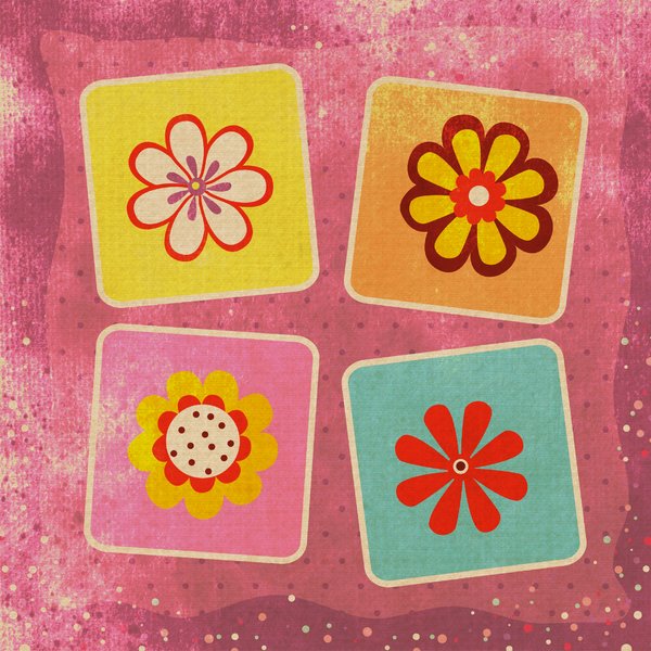 Kids flowers in squares