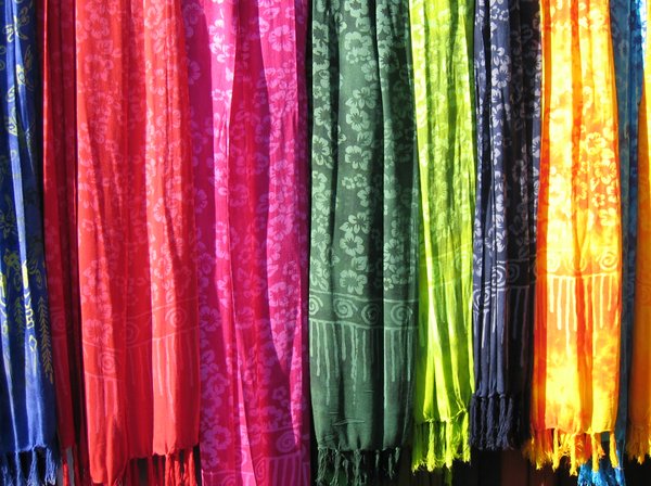 colourful batik shawls