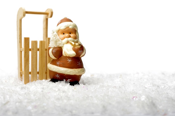 Santa and sledge in snow