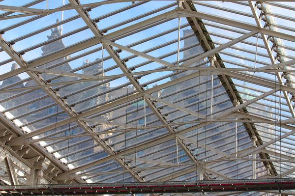Glass station roof