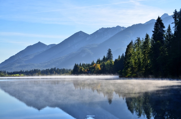 morning mist over the  lake