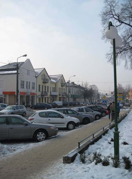 Small town center in winter.