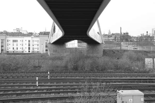 Greyscale rail bridge