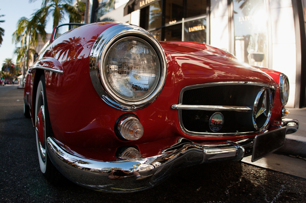 vintage red European car