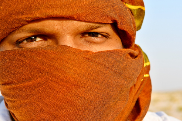 Arab man with head scarf
