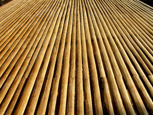 Bamboo Slats: Bamboo slats as flooring.