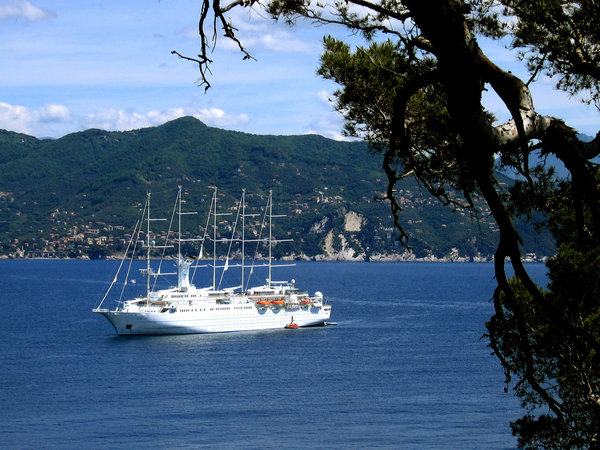 Portofino: 5 masted sailing cruise ship for the coast of Portofino, Italy.