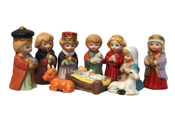 Christmas scene: All the Christmas figures together.