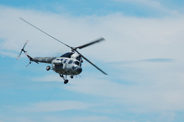 Military helicopter flying