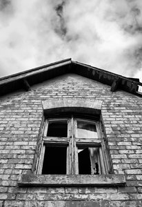 Haunted House 2: High contrast b&w image of a derelict and rather spooky farmhouse.