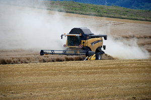 Combine harvester by the work 