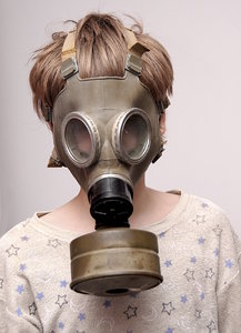 Boy in the soviet gas mask  1