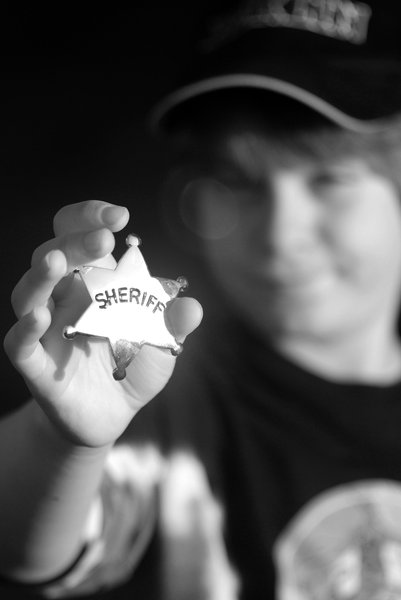 New sheriff in town: Boy with star of sheriff