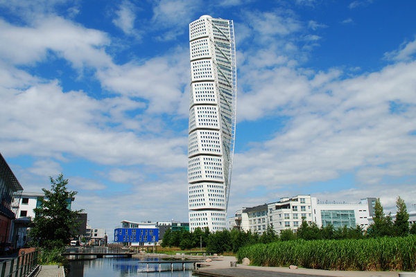 Turning Torso 2: HSB Turning Torso is a skyscraper in Malmö, Sweden, located on the Swedish side of the Öresund strait. It was designed by the Spanish architect Santiago Calatrava and officially opened on 27 August 2005. The tower reaches a height of 190 metres with 54 