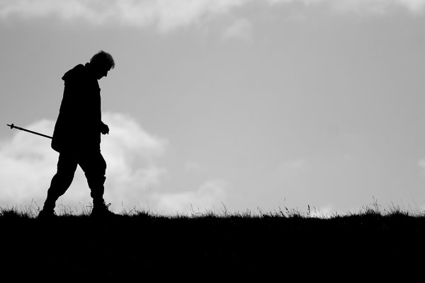 Old Man Walking: Old Man Walking in Silhouette