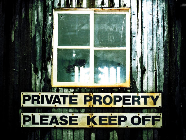 Private Property: Warning sign on the side of a disused ship