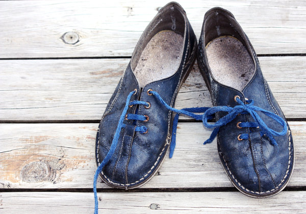 Blue, blue, blue school shoes: Old blue shoes, from bygone school days