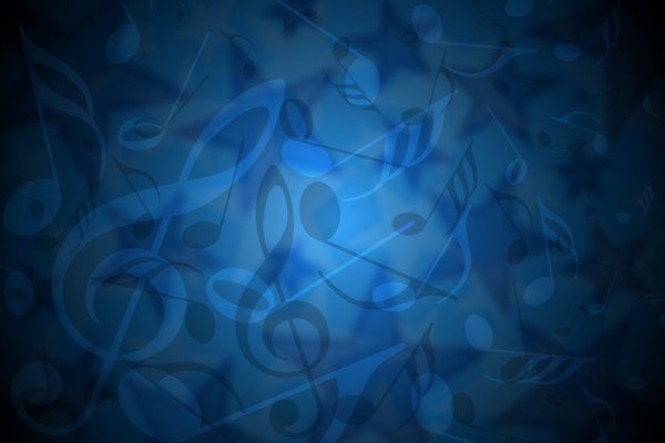 Delicate Music Background: Delicate blue background with stars, notes and treble key