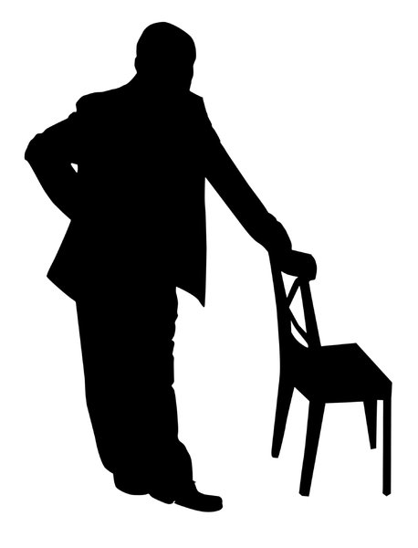 Man leaning on chair