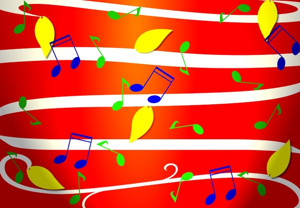 Fun Musical Background: A bright, cheerful, summery background graphic with musical notes.