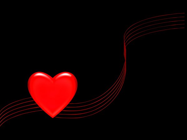 Valentine Heart 1: Valentine heart and swirl on a black background.