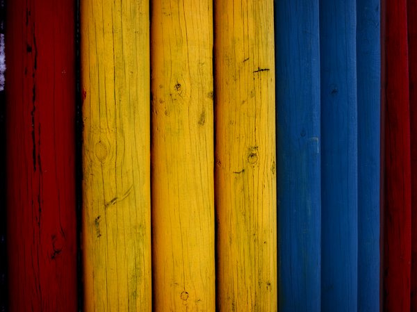 colors: colorful wooden poles