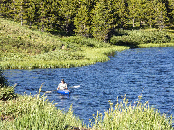Kayak in a mountain lake