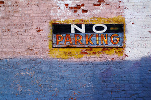 No Parking: Handmade "No Parking" sign in downtown Phoenix, Arizona.