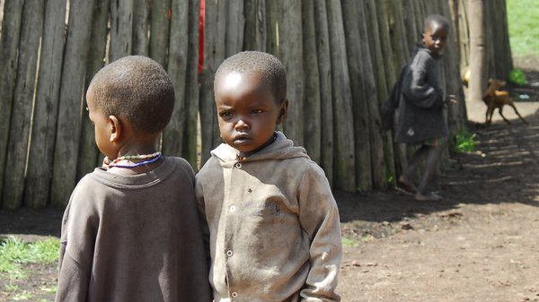 Afrikan children: Children in a masai camp in countryside of Tanzania, Afrika