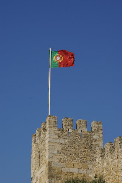 Portuguese flag over Lisbon ca