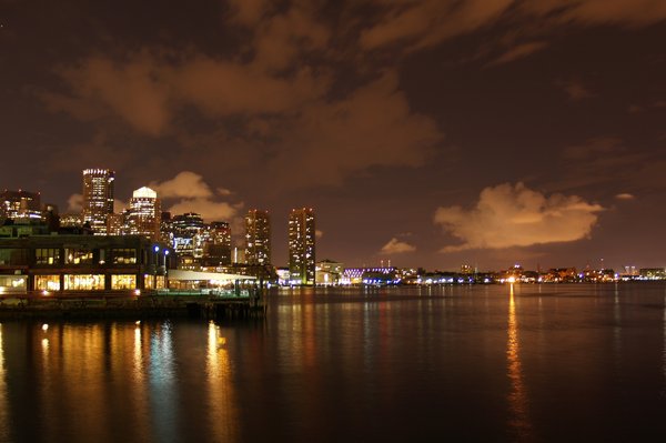 Boston harbour at night