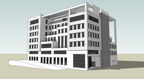3d Building: A sketch up draft of a nicely designed building