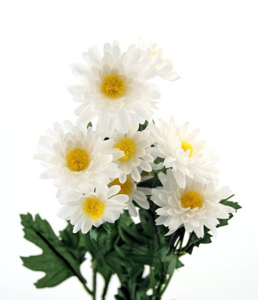 Silk Flowers: A bundle of silk flowers isolated on white.