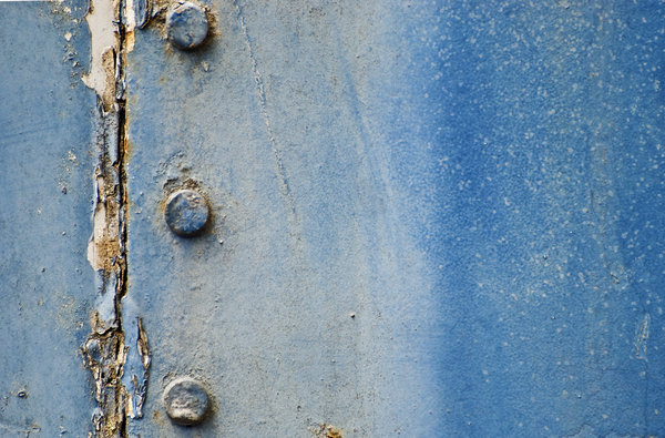 Blue peeled texture with bolts