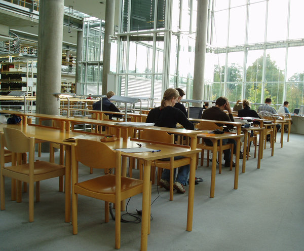 studying 3: photos from a library with students
