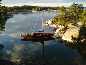 Evening in the archipelago: A sailing boat in the swedish archipelago
