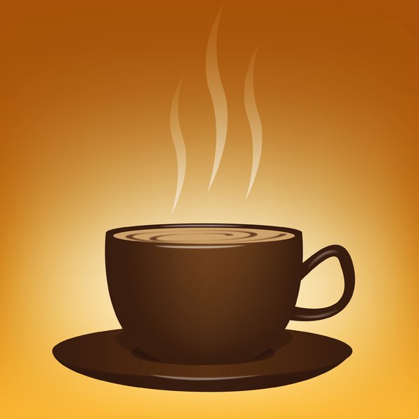 Luv a Cuppa: Steaming cup of coffee/chocolate/tea over a warm, yellow background.